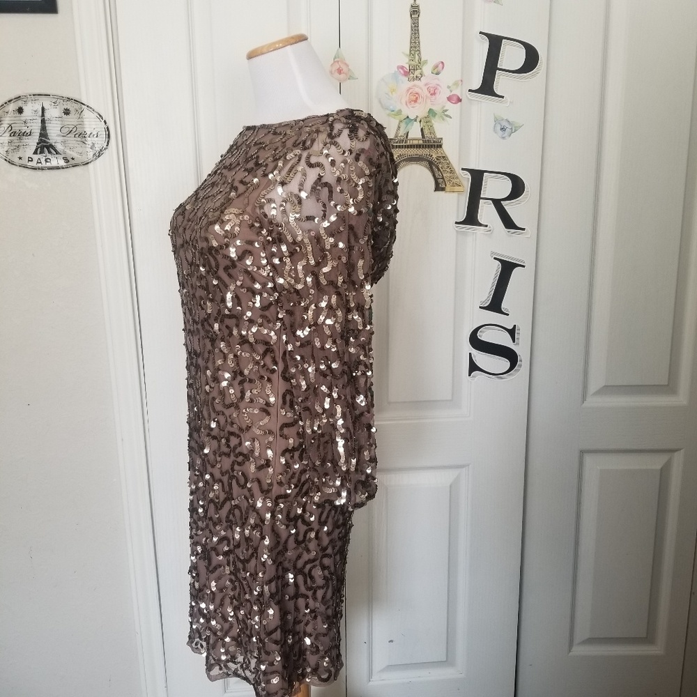 Vintage Pisarro Nights Sequined Brown   Cocktail Dress size 8 - Picture 4 of 8